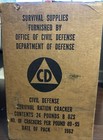 2 Vintage Civil Defense All Purpose Survival Cracker 12 Lb Sealed Tin - May 1962