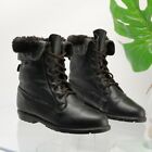 Santana Canada Women Boot Size 6 5 Fur Cuff Black Leather Paddock Lace Up Comfy