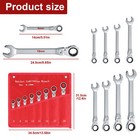 8pc 8-19mm Metric Flexible Head Ratcheting Wrench Combination Spanner Tool Set