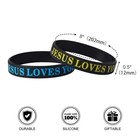 100 Pcs Jesus Loves You Silicone Bracelets Christian Scripture Black