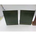 Vintage Faux Leather Bookends Greek Key Gold Gilt Green Brown Library Set Of 3