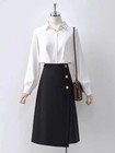 Bla A-line Midi Skirt For Plus Size Women Elastic Waist Hiding Hip Slimming Drap