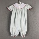Stelly Belly Smocked Santa Claus Christmas Romper 3m Green Polka Dot Baby Outfit