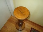 Vintage Solid Oak Turned Pedestal Stand Plant Holder Heavy Handcrafted 26 25  T