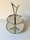 Kromex 2-tier Serving Dish  Chrome Trays  Brass Handle  Vintage Mcm Appetizers