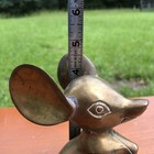 Vintage Solid Brass Mouse With Big Ears Figurine Paperweight Patina 4 5    Mcm