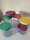 Tupperware Clear Round Storage Container Set 6 Piece W  Assorted Snap Lids