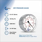 2-1 2  Vacuum Gauge - Chrome Plated Steel Case  1 4 npt  Back Mnt  -30 Inhg 0