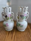 Lot Of 2 Vintage Occupied Japan Beautiful Bird  Ceramic Porcelain Vases