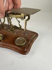 Antique English Brass Postal Scale With Weights And Stamps Complete Set Mini