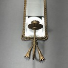 Vtg Hollywood Regency Brass Beveled Mirror Twisted Rope Wall Candle Sconce 17 5 