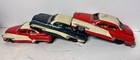 3 Vintage Japan Tin Litho Linemar Chevy Toy Car Friction 8     Varying Conditions