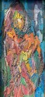 Colorful Vintage Mcm Textured Figural Abstract Painting Mid Century Modern Art