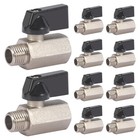 10 Pack Mini Brass Ball Valves 1 4  Npt Female X Male Threaded Shut-off Fittings