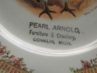 Conklin  Mich  Pearl Arnold Furniture   Crockery 1921 Calendar Plate  turkeys 