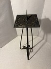 Cast Metal Sundial On Stand 28    Tall  Embossed Roman Numerals And Leaves