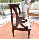 Vintage Neoclassical Style Wooden Mahogany Library Stair Steps 32 X 19