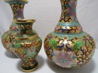 Vintage Chinese Cloisonne Colorful Vases Set Of 3 Floral Enamel Art Decor Lot