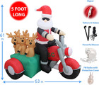 5 Foot Tall Christmas Inflatable Santa Claus And Three Reindeer On Motorcycle Ou