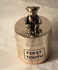 Cute Papyrus First Curl   First Tooth Boxes  Silver Plate W Gold Tone Teddy Bear