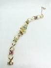 Vintage Coro Gold Tone Pastel And Baguette Rhinestone Lg Link Flower Bracelet