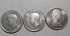 Three 3   80  Silver Canadian Half Dollars - 1944 1946 1964