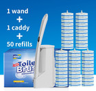 Disposable Toilet Brush Cleaning System With 50pcs Refills Pads Replacement H   