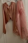 Handmade Women   s Pink Silk  Salwar Kameez Kurta Set W  Dupatta M