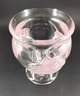 Vintage Crystal Glass 6  Vase Clear With Frosted Pink Roses  France Heavy