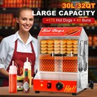 Commercial Hot Dog Steamer Machine With Bun Warmer Stainless Steel 32qt