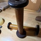 Antique Pair Of 10     Wooden Industrial  Spools  Flanged 