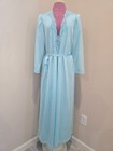 Vintage Olga Peignoir Set Nightgown Robe Blue Pearl Lace Size Medium Full Sweep