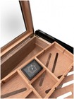 Cigar Humidor The Alec 150 Ct  W  Humidifier Hygrometer Jet Black Nib New
