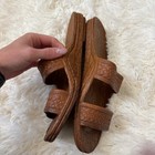 Pali Hawaii Classic Jesus Sandals Brown Double Strap Jandals Size Woman 10