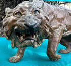 Antique Bronze Metal Bengal Tiger Prowl Big Cat Prowl Painted Victorian Big Rare