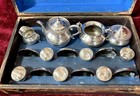 Rare James W  Tufts  Boston Miniature Silverplate Child s Tea Set  Boxed  19th C