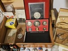 Junk Drawer Lot   Random Stuff   Coins   Patches Darts Over 60 Items       Vintage