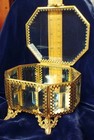 Antique Style Beveled Glass Footed Jewelry Casket Dresser Trinket Box