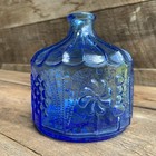 Vtg Blue Glass Decanter Bottle Barware No Stopper Flora By Arabia Crystal