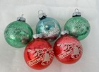 Shiny Brite 1 5    Stenciled Church Bells Christmas Ornaments Lot 5 Usa Vintage
