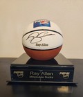 Ray Allen Autographed Mini Pepsi Basketball And Stand