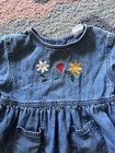 Vintage Denim Girls Dress With Floral Embroidery 