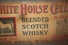 Vintage White Horse Cellar Scotch Whisky Wood Crate Box Panel Sign 1950s