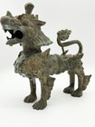 Antique Bronze Tibetan Buddhist Temple Lion Foo Dog Kylin 10    H X 9-1 2    L