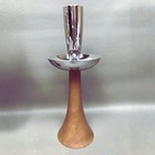 Vintage Mcm Teak Chrome Candlestick Holders Pair