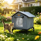 Elevated Outdoor Insulated Stray Cat Shelter Waterproof Winter Feral Cat House