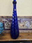 Vntg  22  Empoli Italy Cobalt Blue Genie Bottle Decanter With Stopper Gorgeous 
