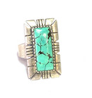Sterling Silver Carolyn Pollack Turquoise Rectangle Ring 33mm Size 11 25