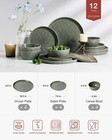 Mars Plates   Bowls Set 12 Pieces Dinnerware Sets Dishes Set 4 Sage Green