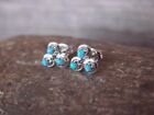 Zuni Sterling Silver   Blue Opal Post Earrings - Nakatewa